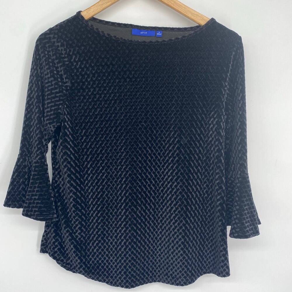 Apt. 9‎ Top Women’s Small Whimsigoth Vampire Trumpet Sleeve Burnout Velvet Black